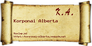 Korponai Alberta névjegykártya
